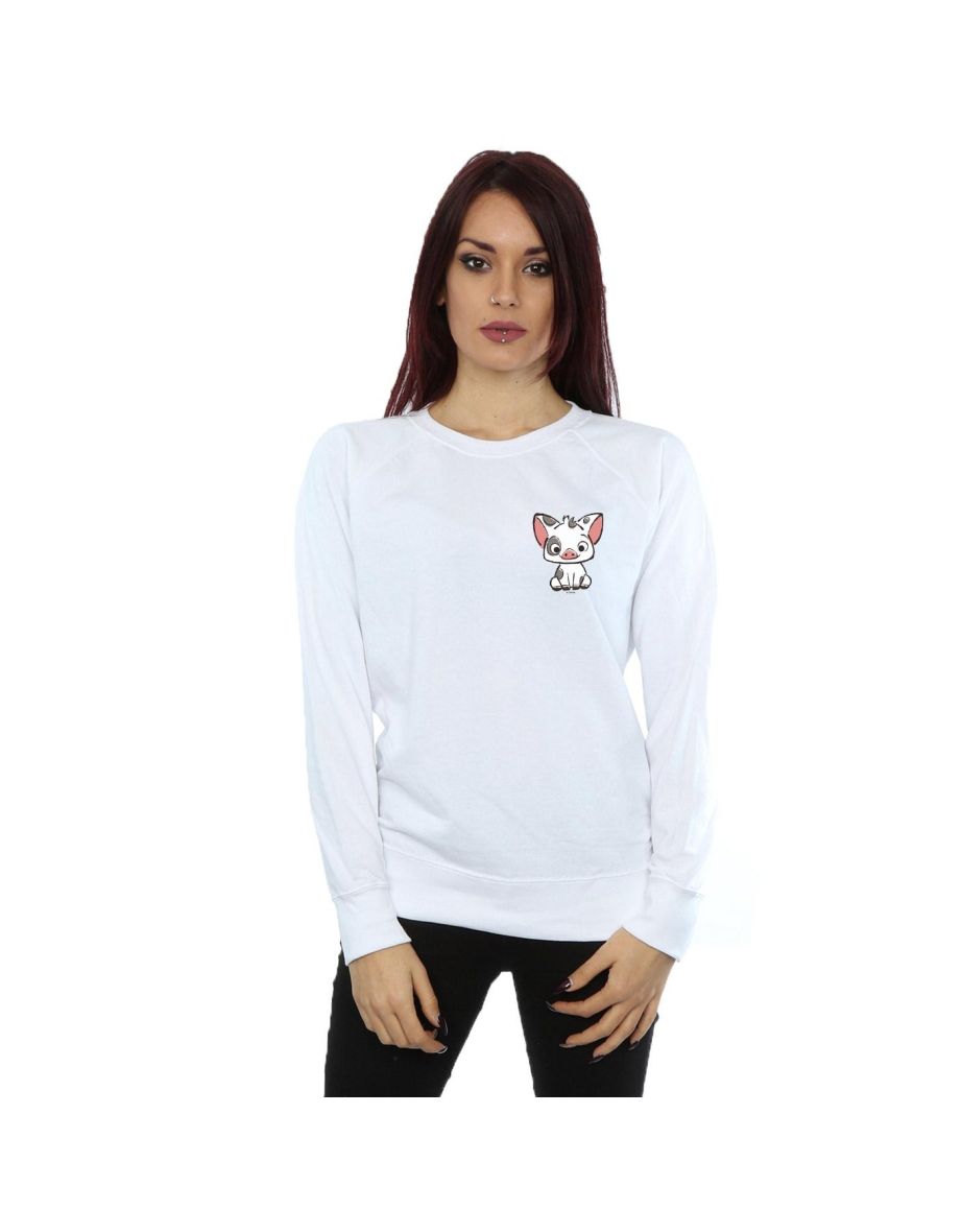 Disney Womens/Ladies Moana Pua The Pig Breast Print Sweatshirt - White