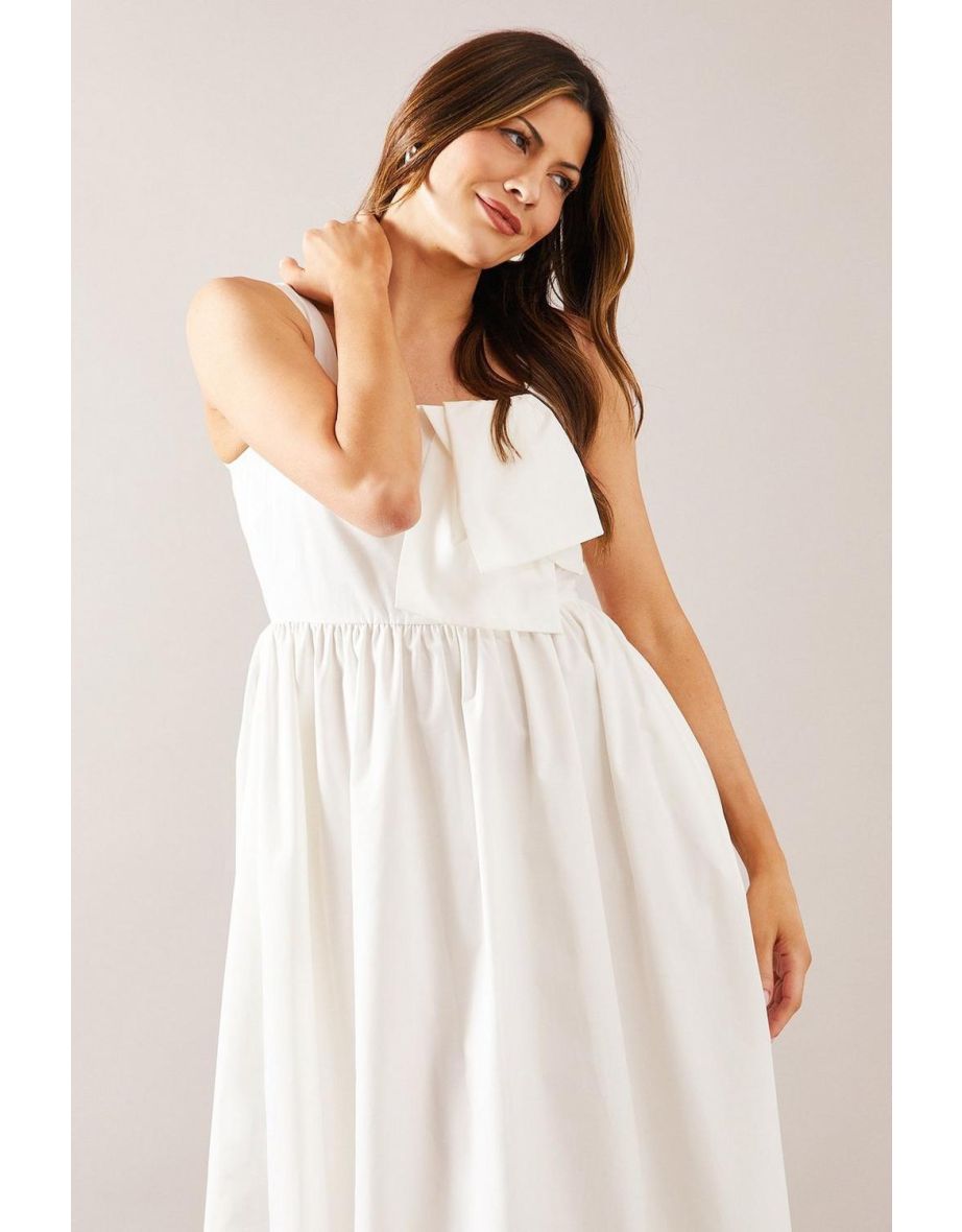 Bow Detail Cotton Midaxi Dress - 3