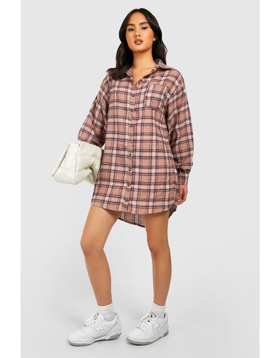 Oversized check shirt top dress