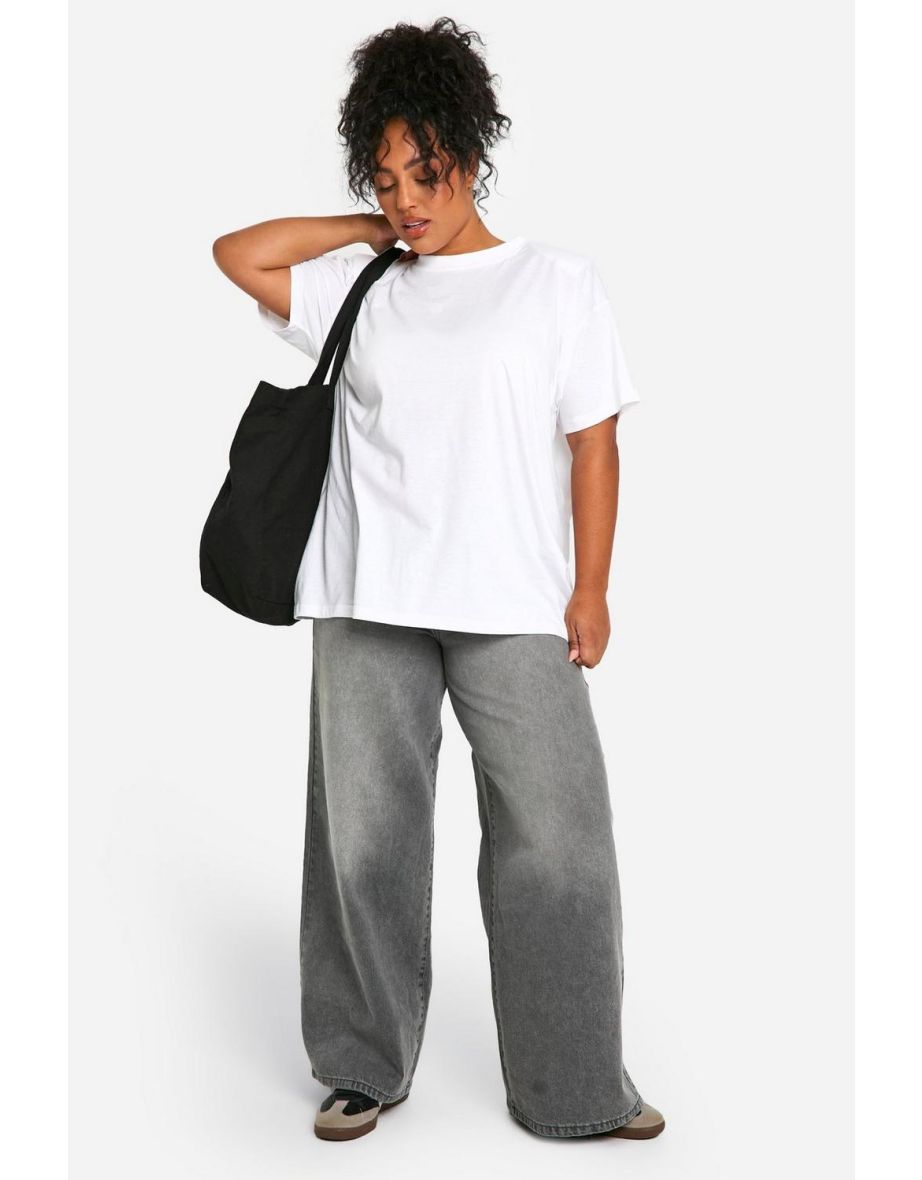 Plus Shoulder Pad Oversized T-shirt - white