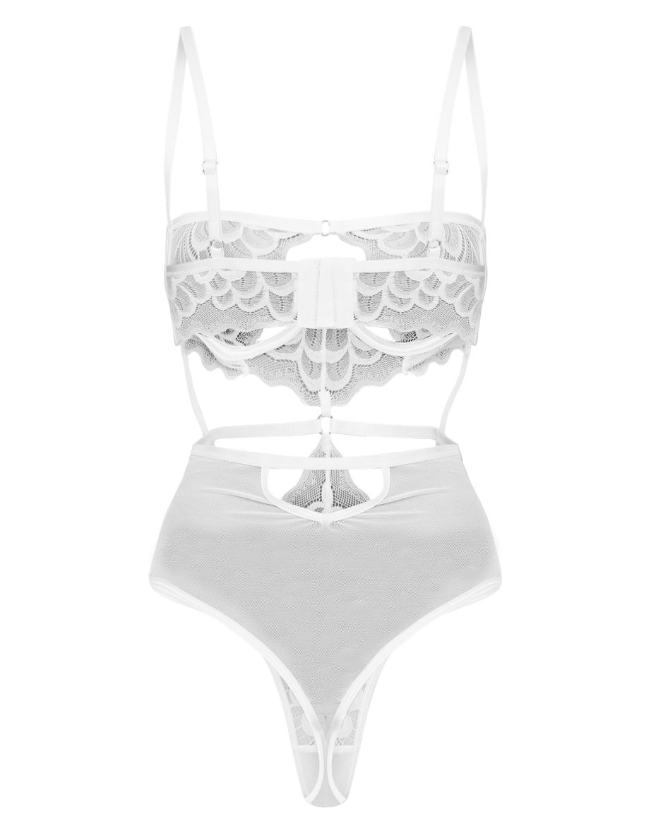 White Underwired Cut Out Lace Bodysuit