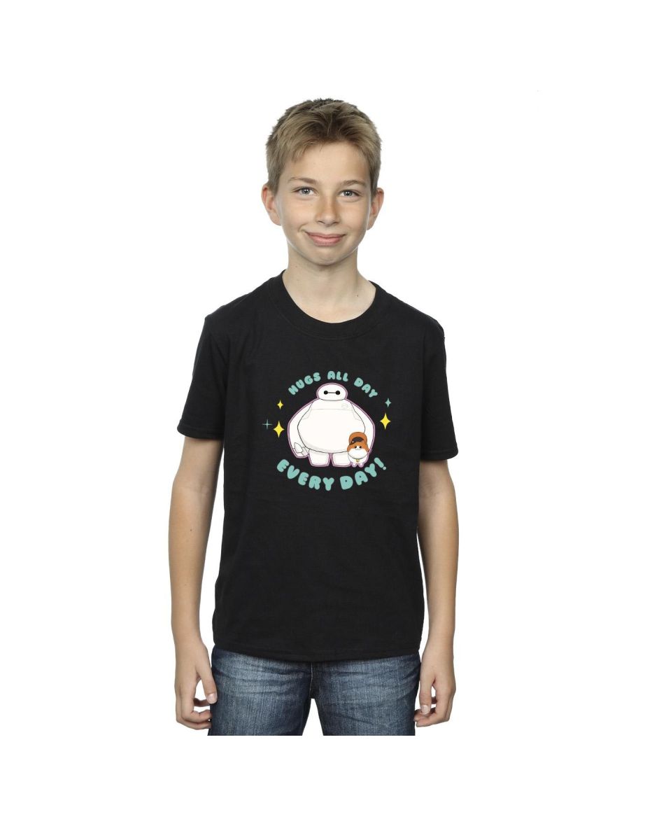 Disney Boys Big Hero 6 Baymax Hugs Everyday T-Shirt - Black