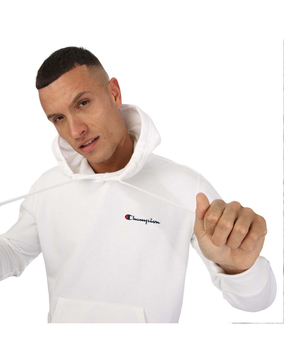 Men's Champion Small Script Logo Heavy Cotton Hoody in White - 6