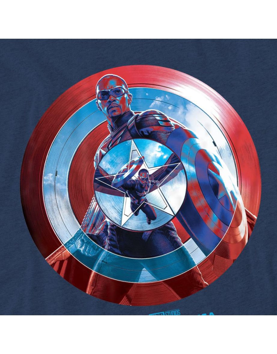 Captain America: Brave New World Unisex Adult Sam Wilson T-Shirt - Heather Navy - 3