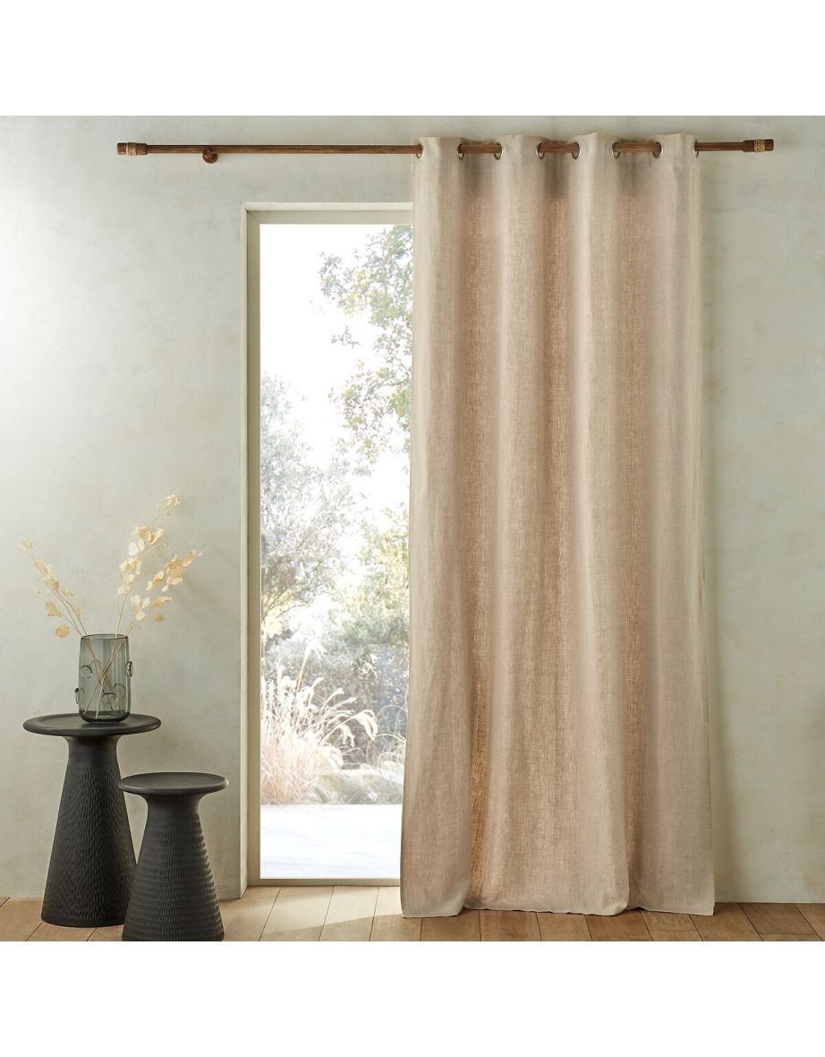 Private Single Lined Pre-Washed Linen Curtain with Eyelets