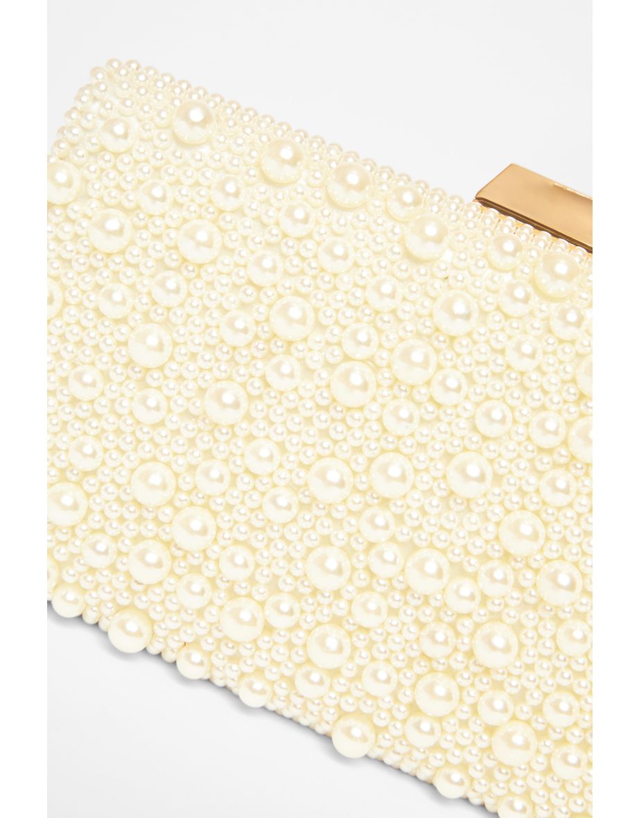 White Bridal Pearl Box Bag - 4