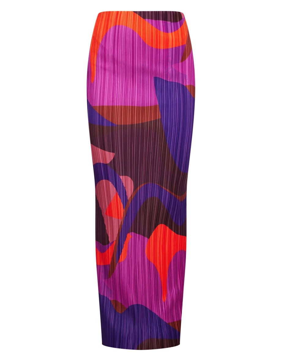 Pink Print Plisse Maxi Skirt - 4