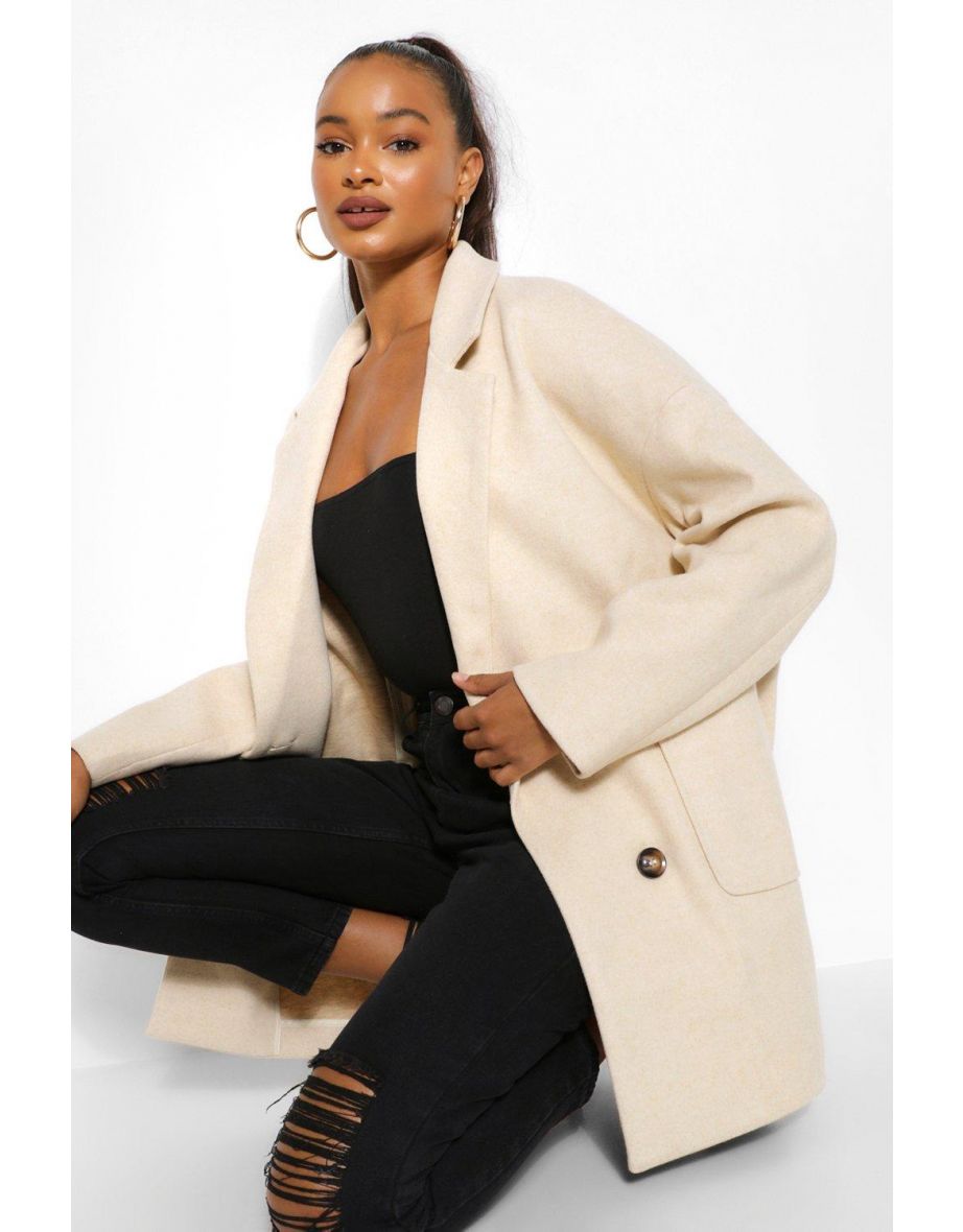 Tall Wool Oversized Pocket Coat - cream