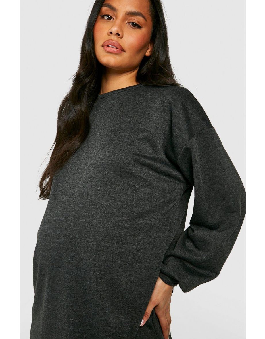Maternity Oversized Sweater Dress - charcoal - 3