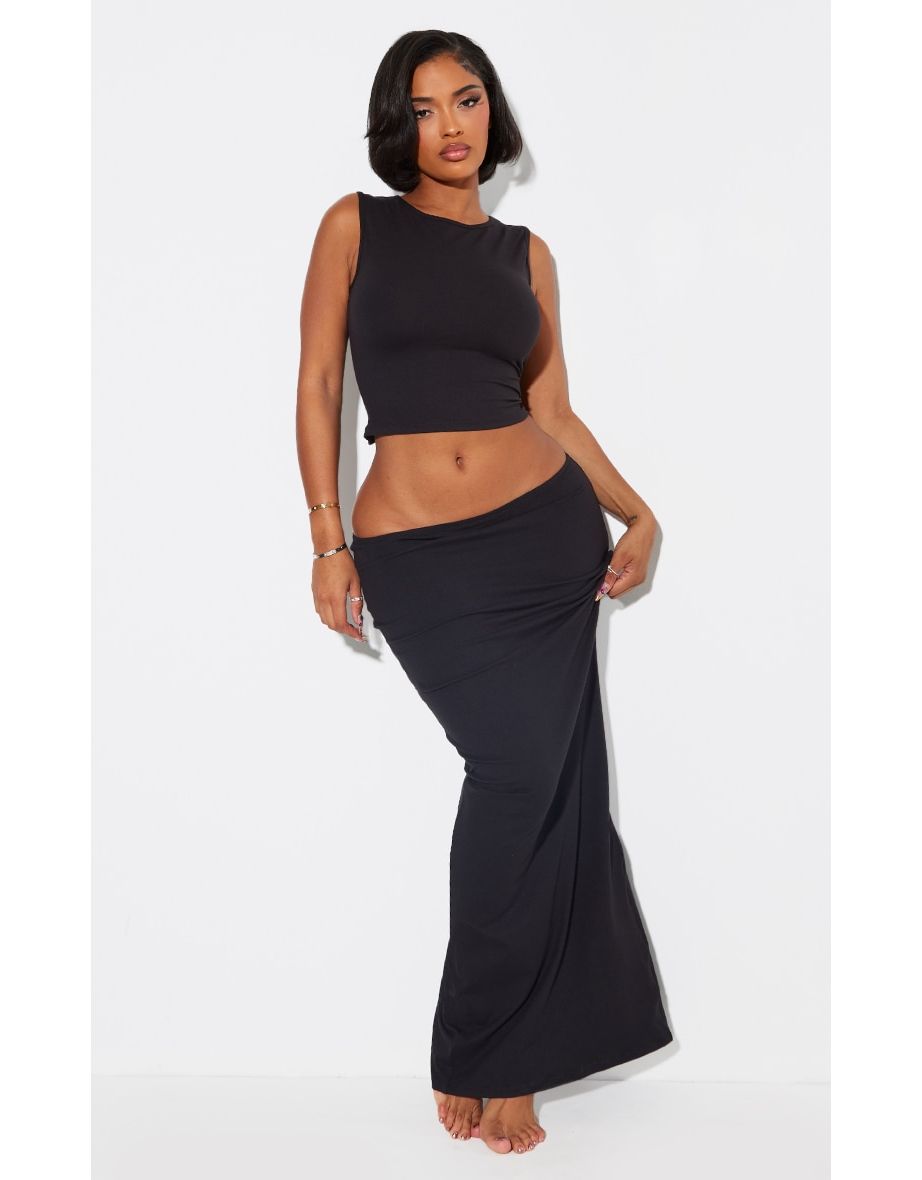 Shop Shape Black Sculpted Low Rise Maxi Skirt Online in Bahrain VogaCloset