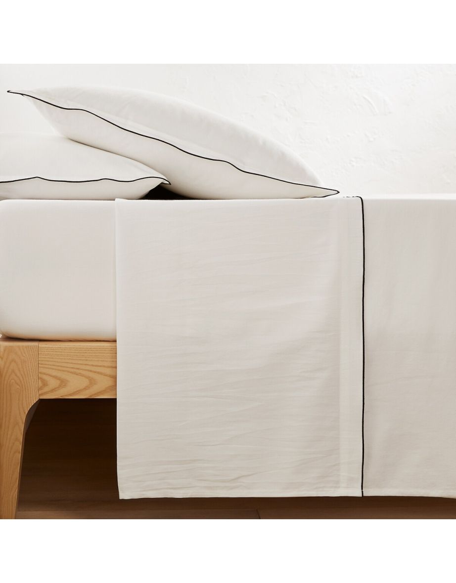 Victor Plain 100% Washed Cotton Satin 300 Thread Count Flat Sheet
