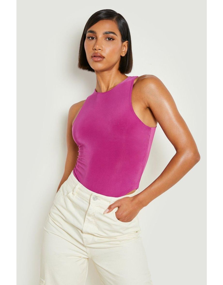 Neon Racer Slinky Bodysuit - neon purple