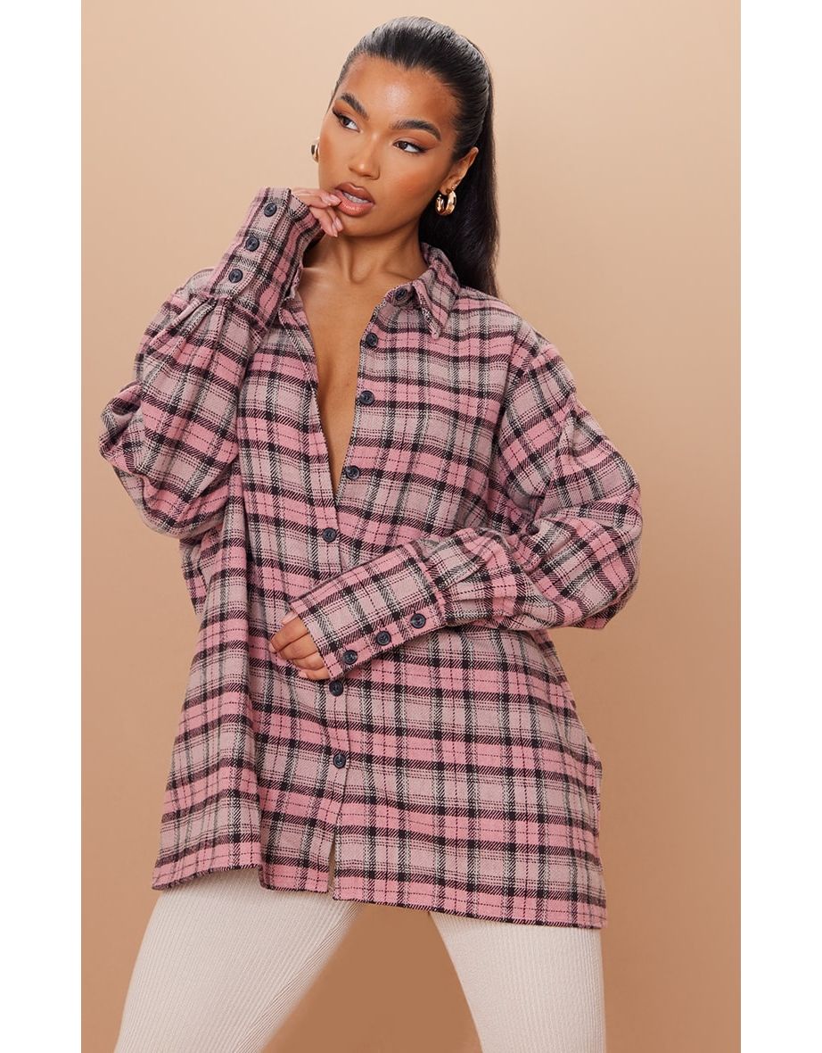 Pink Oversized Flannel Shirt