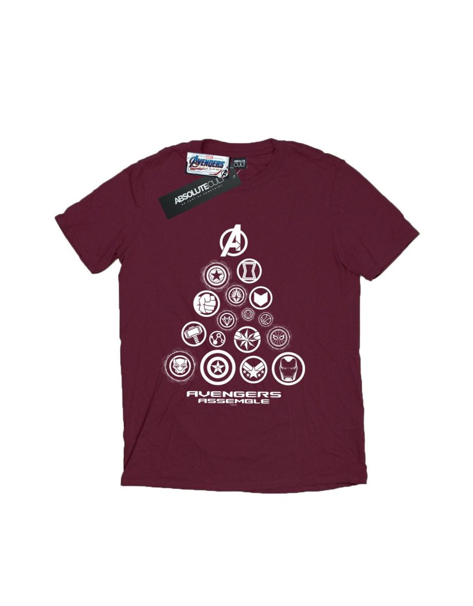 Marvel Mens Avengers Endgame Pyramid Icons T-Shirt - Burgundy - 1