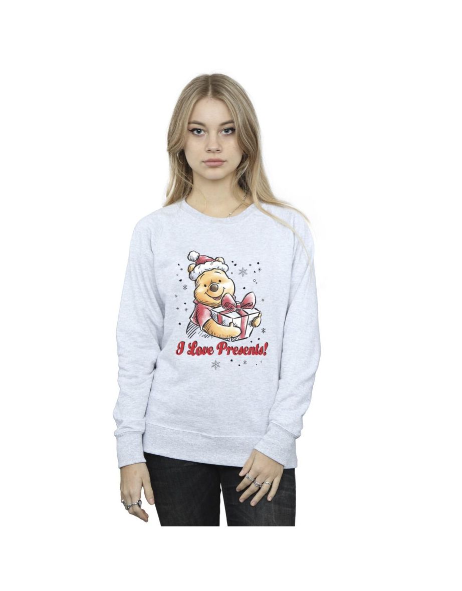 Disney Womens/Ladies Winnie The Pooh Love Presents Sweatshirt - Sports Grey