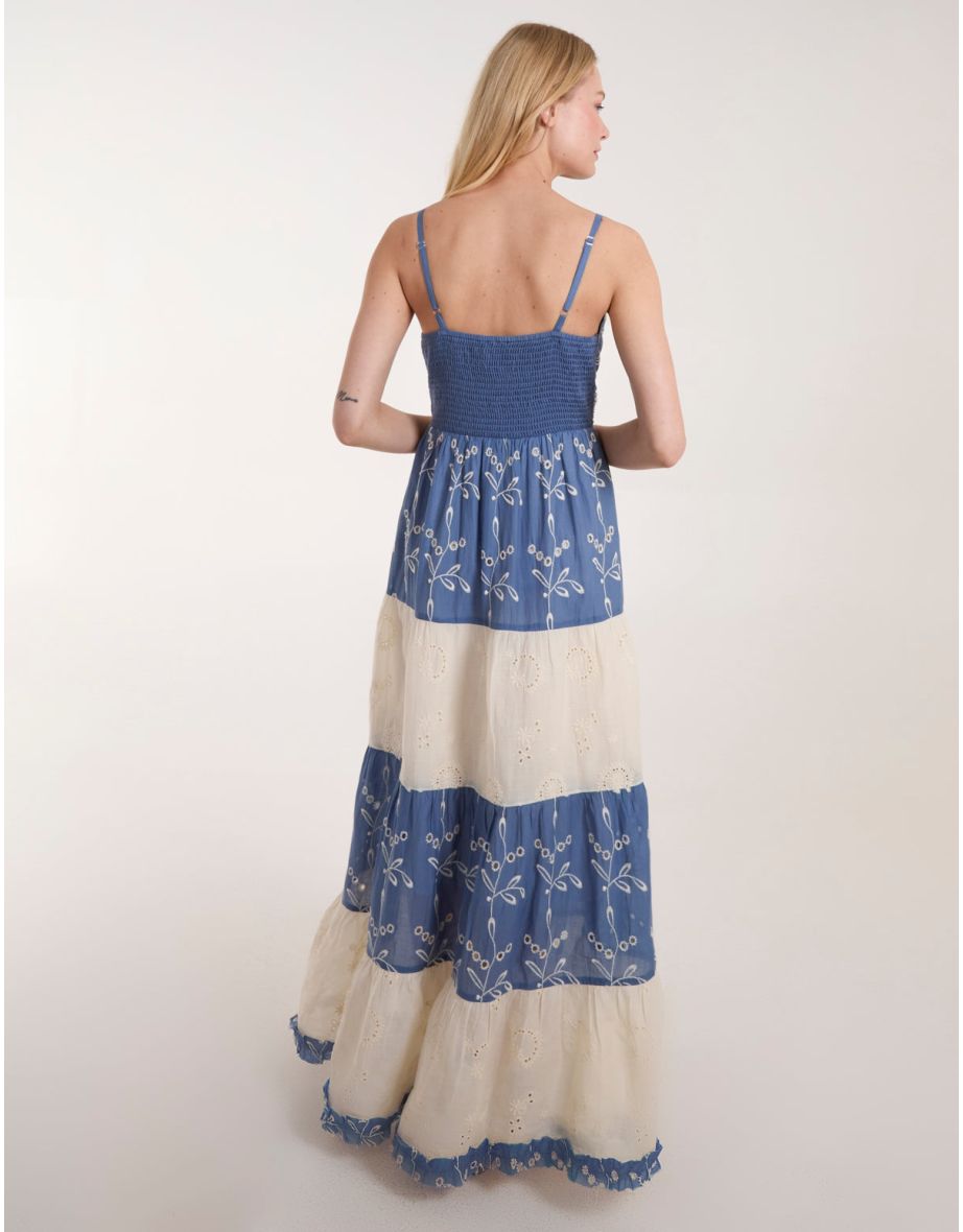Embroidered Block Out Stripe Cami Dress - 2