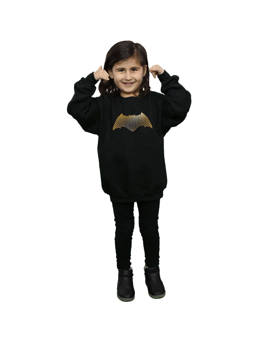DC Comics Girls Justice League Movie Batman Logo Textured Sweatshirt - Black - 3