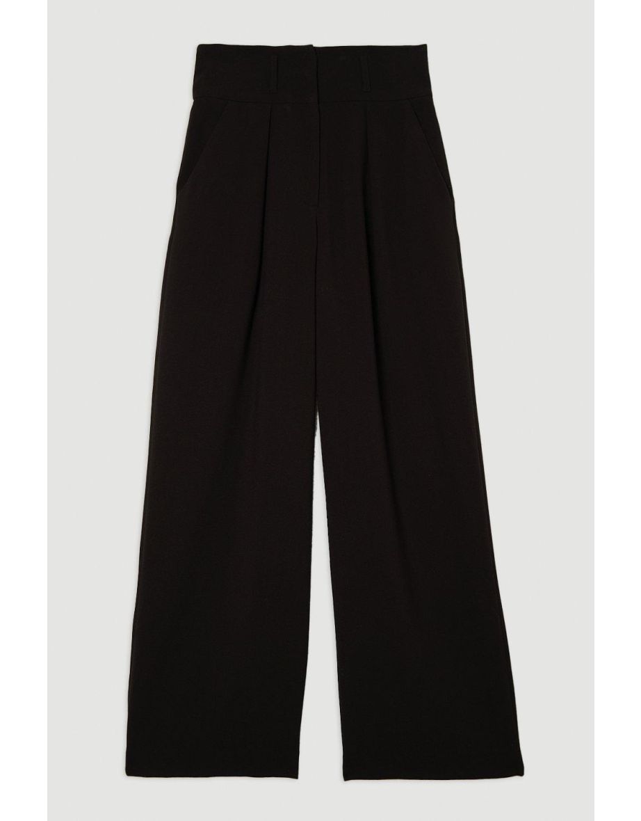 Compact Stretch Essential Tailored High Waist Wide Leg Trouser - 3