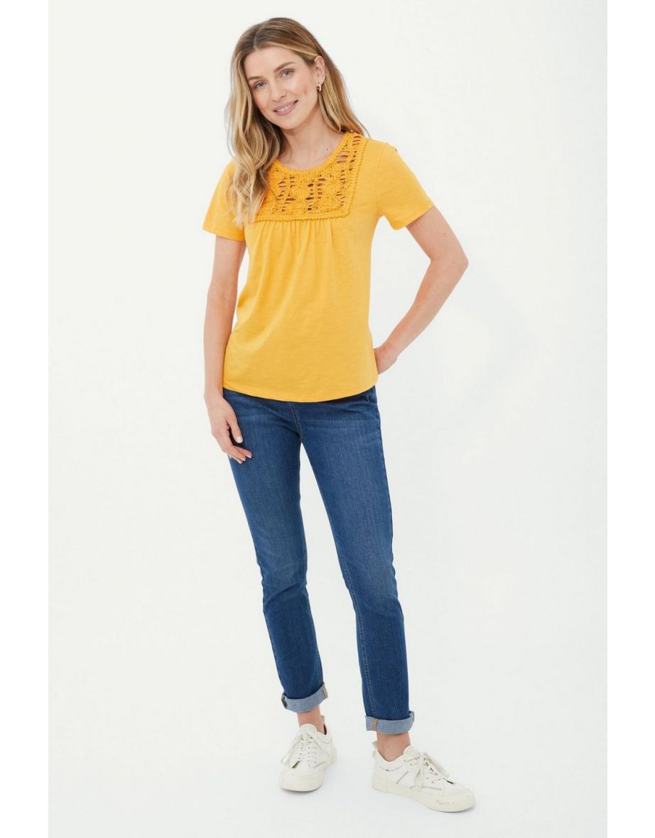 Crochet Bib Front T-shirt - tangerine - 3