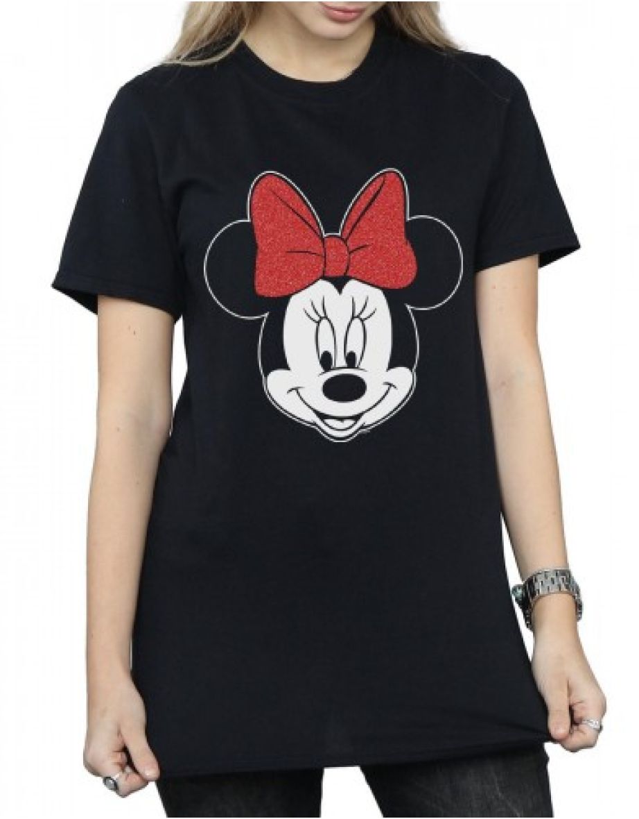 Disney Womens/Ladies Minnie Mouse Head Cotton Boyfriend T-Shirt - 3