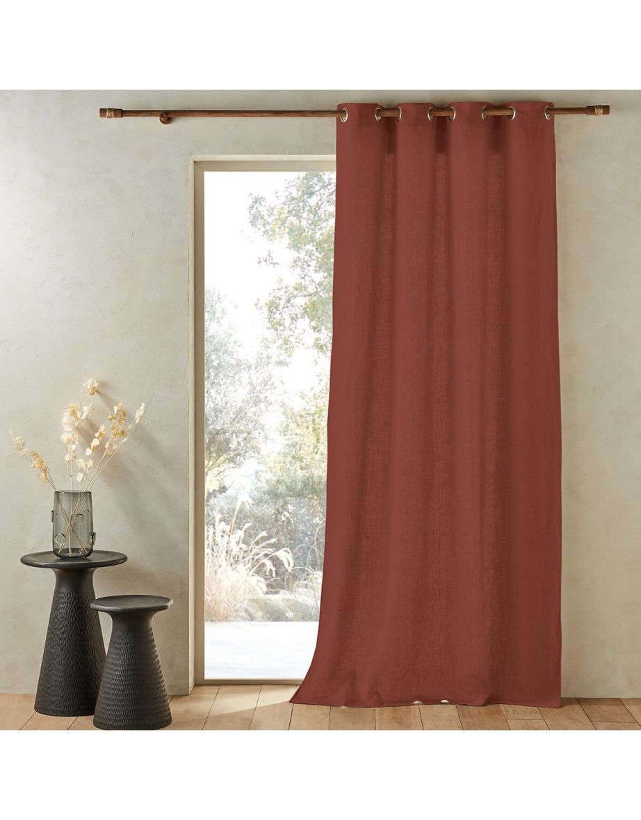 Private Pre-Washed Single Linen Curtain with Eyelets