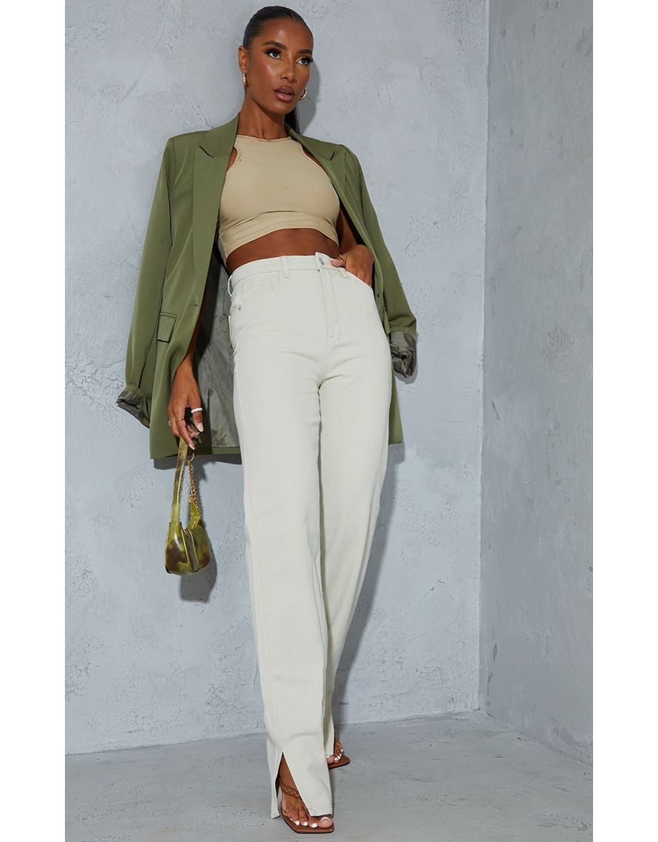 Sand  Split Hem Jeans