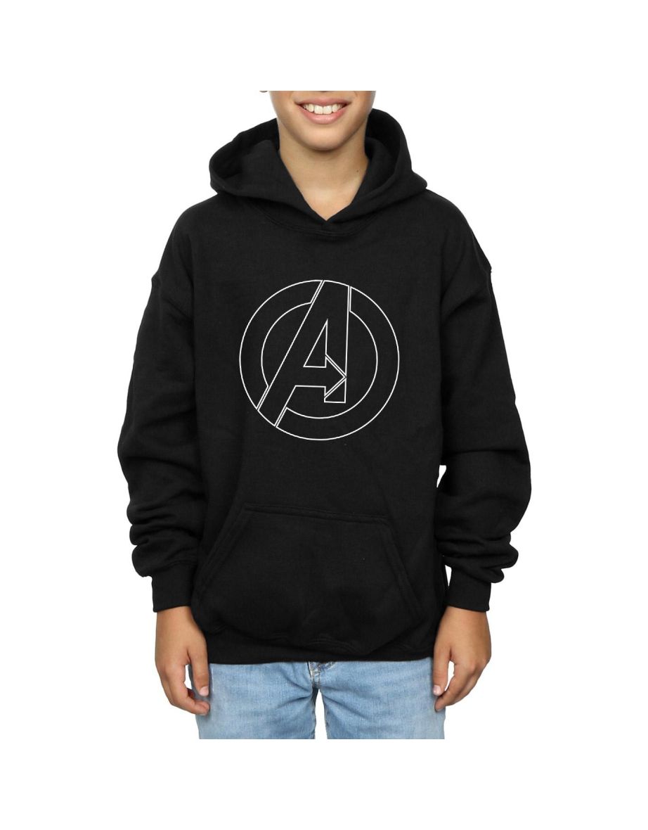 Marvel Boys Avengers Assemble A Logo Outline Hoodie - Black - 3