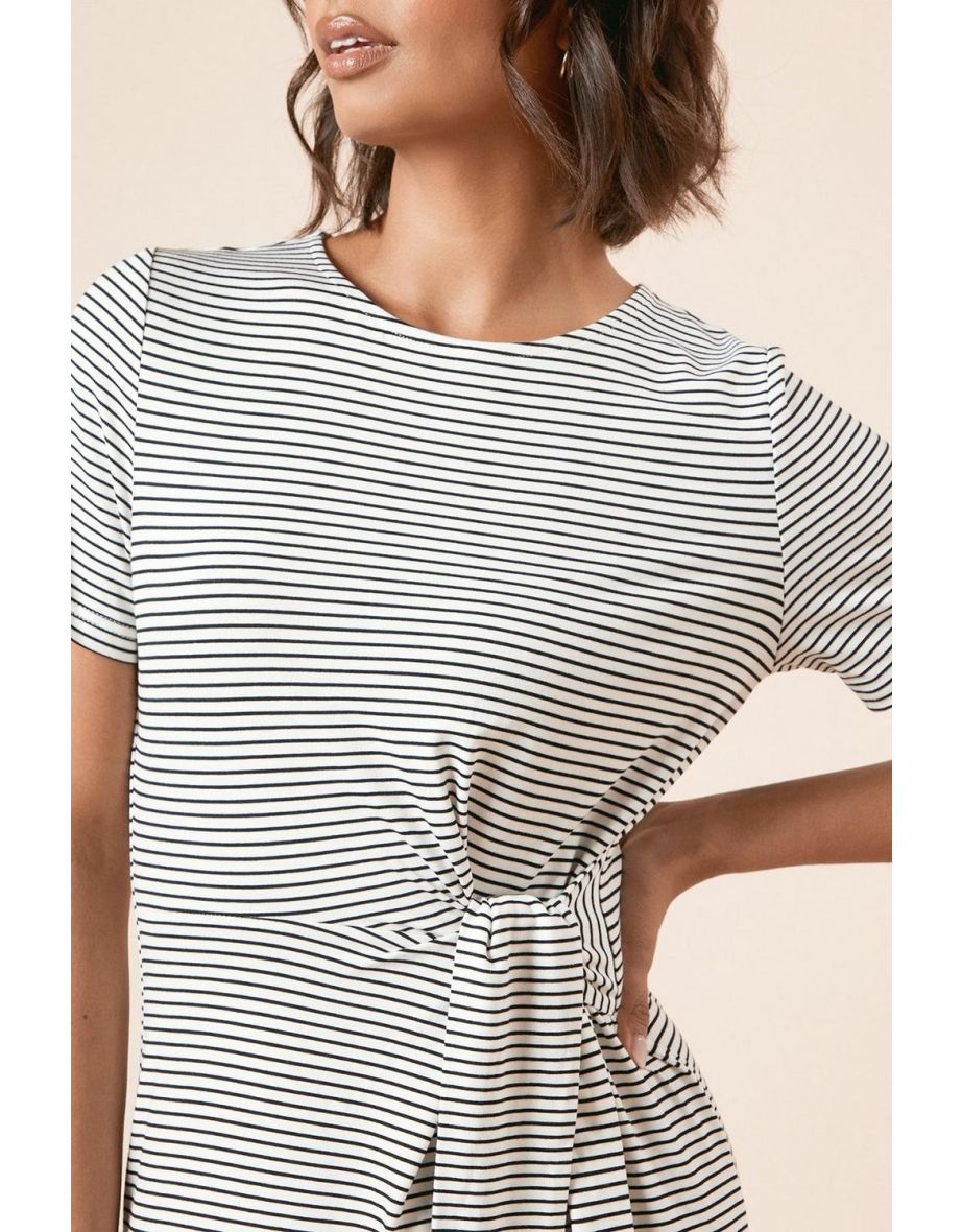 Knot Detail Stripe T Shirt Dress - 3