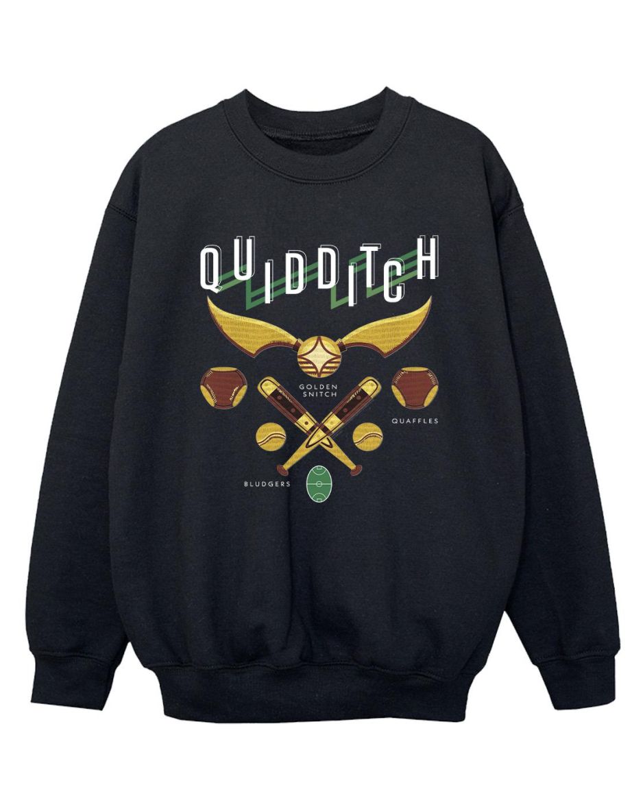 Harry Potter Boys Quidditch Bludgers Quaffles Sweatshirt - Black - 1