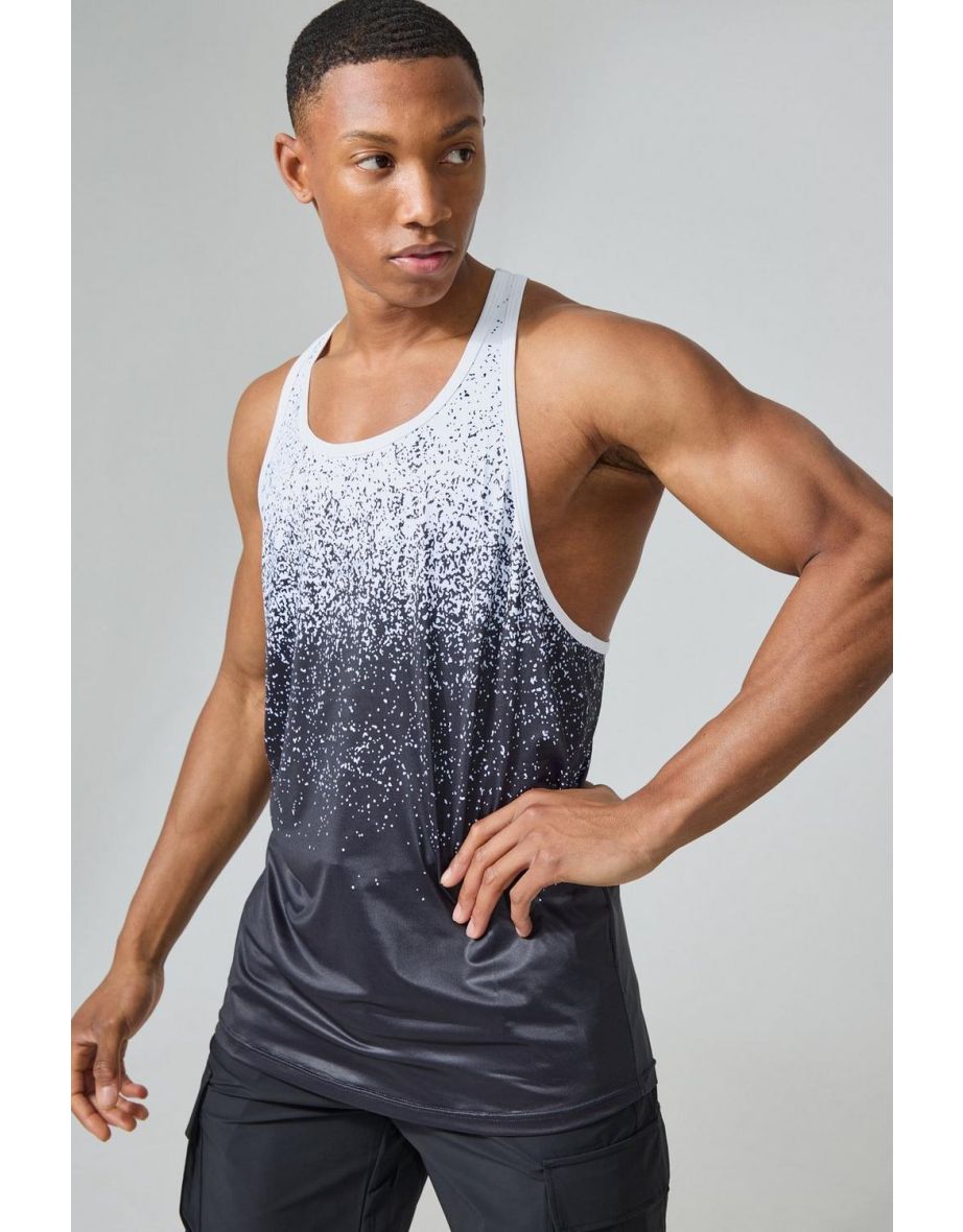 Shop Man Active Gym Black Ombre Stringer black Online in Qatar VogaCloset