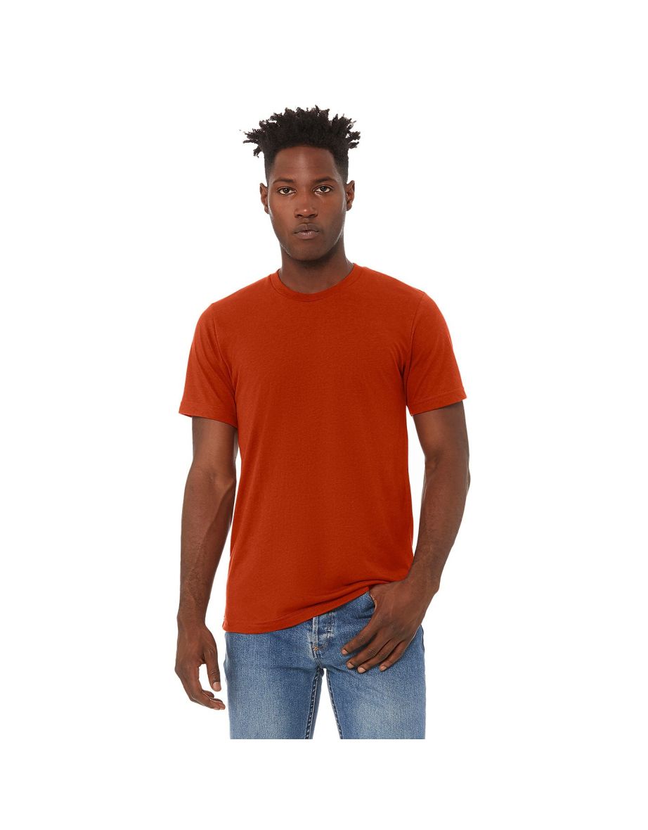 Canvas Mens Triblend Crew Neck Plain Short Sleeve T-Shirt - Brick Triblend