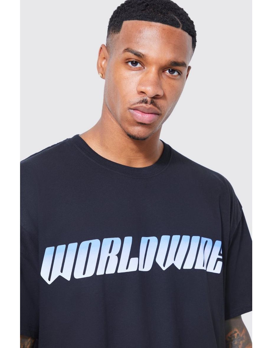 Oversized Worldwide Ombre T-shirt - black - 2