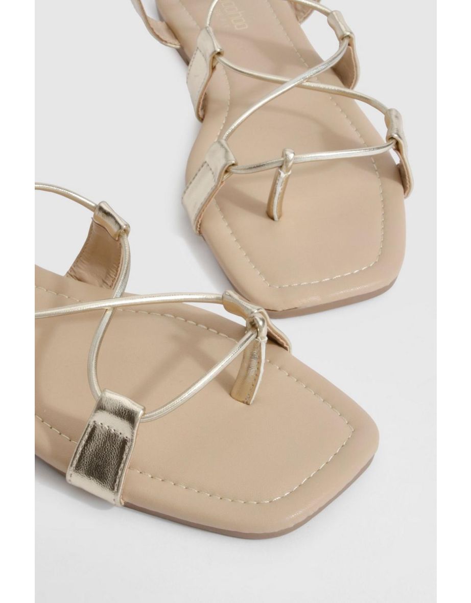 Wide Fit Caged Gladiator Sandals - gold - 3