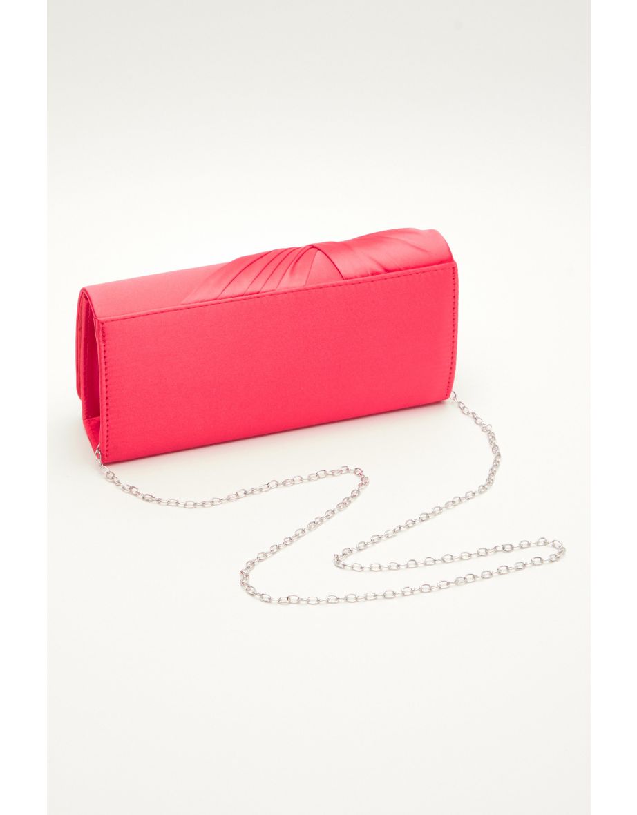 Red Satin Twist Clutch Bag - 4