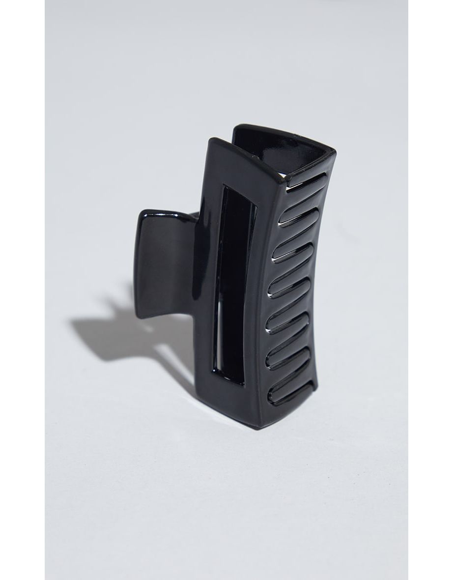 Black Small Rectangle Cut Out Hair Clip - 2