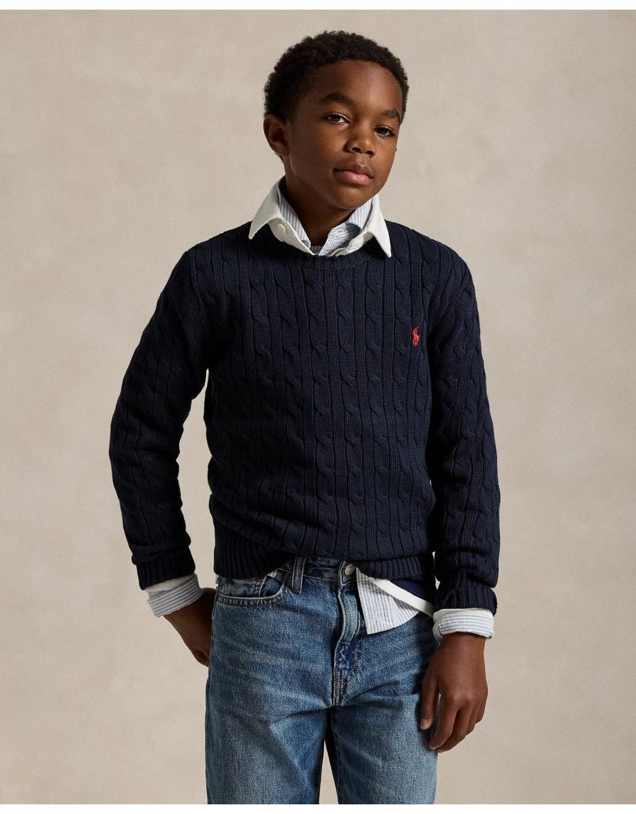 Ralph Lauren Boys Cable Knit Jumper in Navy