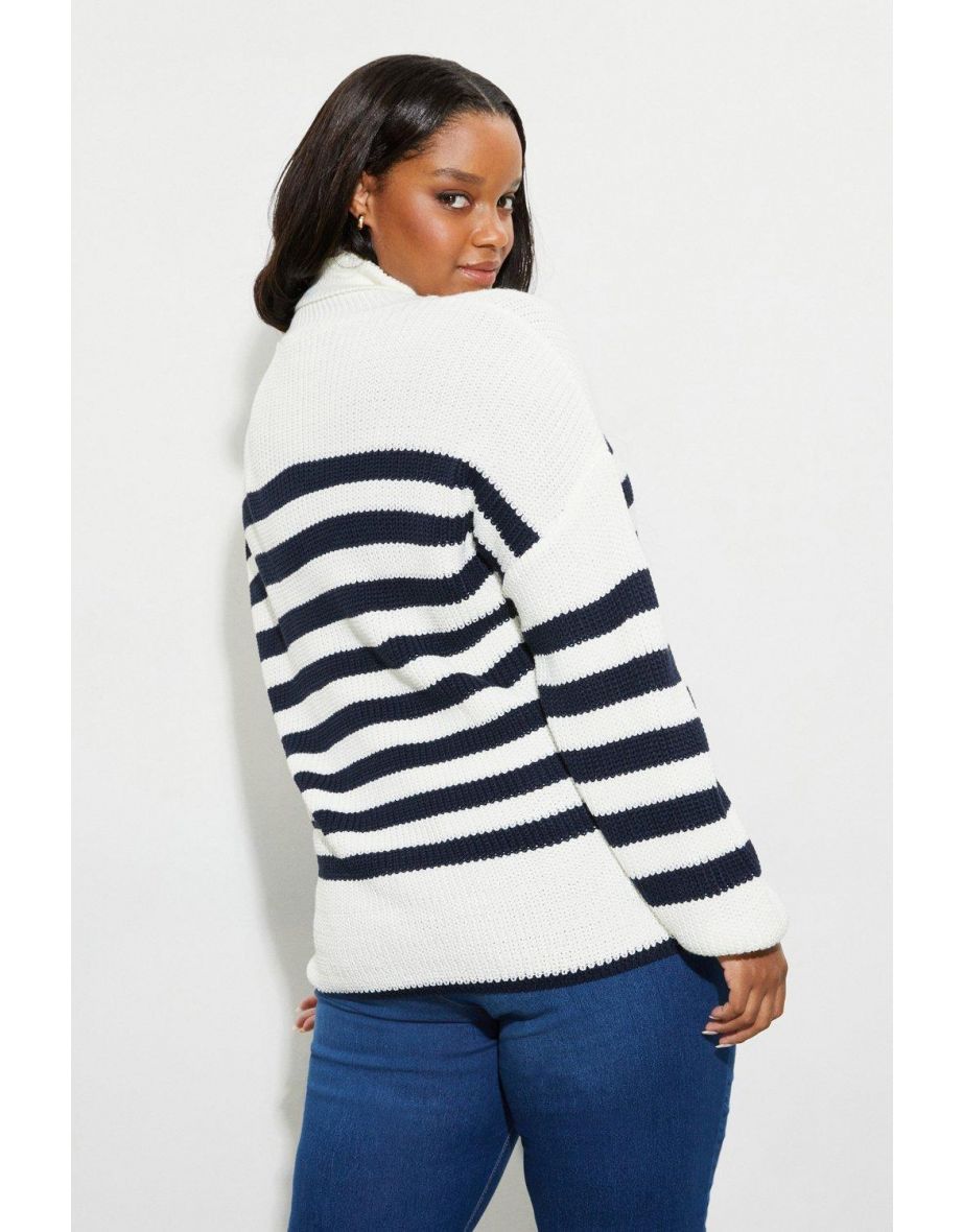 Maternity Stripe Funnel Neck Oversized Jumper - 2