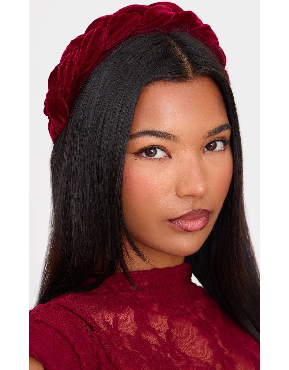 Burgundy Velvet Twist Headband