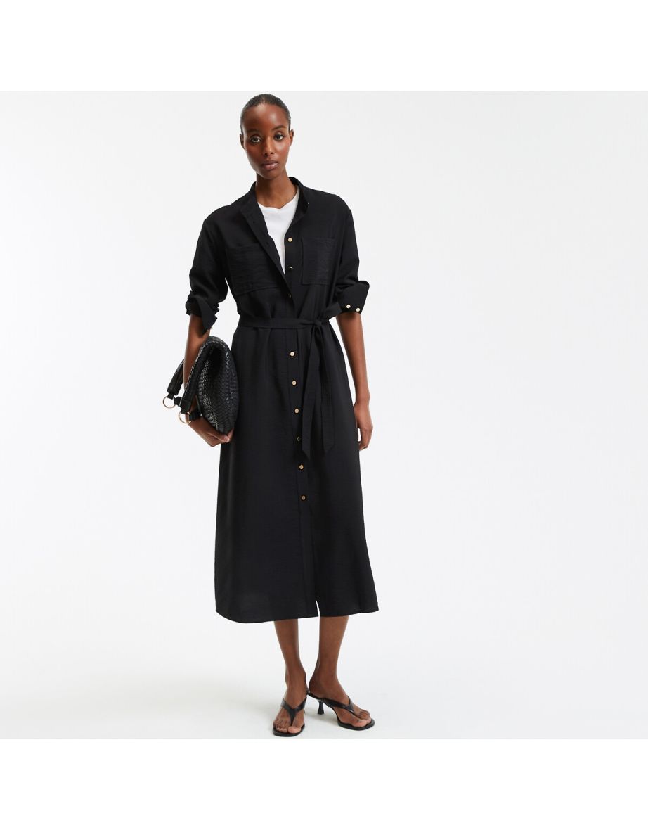 Maxi Shift Dress with Long Sleeves