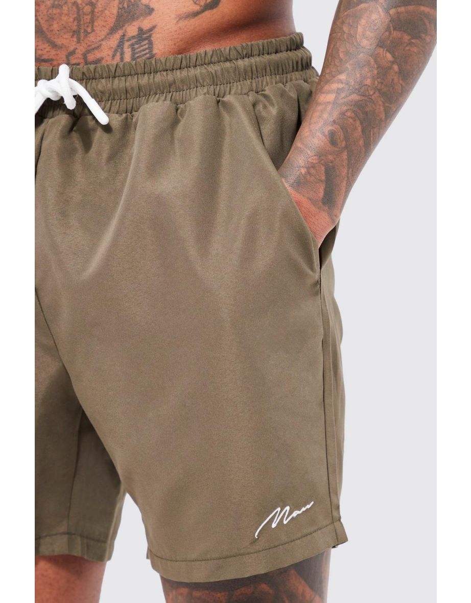 Man Signature Mid Length Swim Shorts - khaki - 2