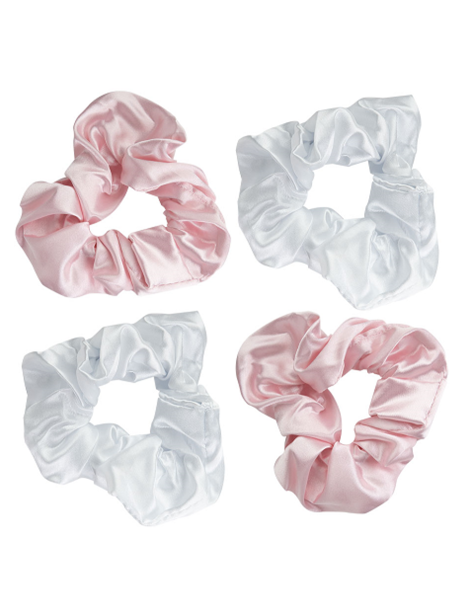 Brushworks Satin Scrunchies - Pink & White - 2