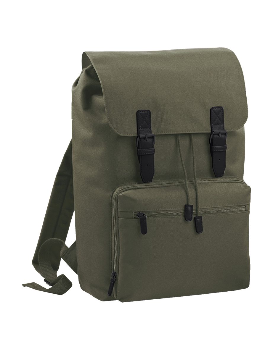 Bagbase Heritage Laptop Backpack Bag (Up To 17inch Laptop) (Pack of 2) - Olive/Black