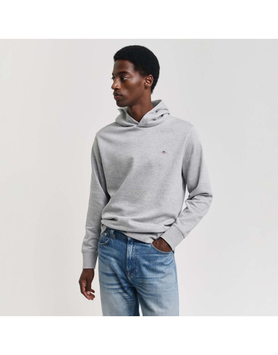 Men's Gant Embroidered Archive Shield Hoodie in Grey