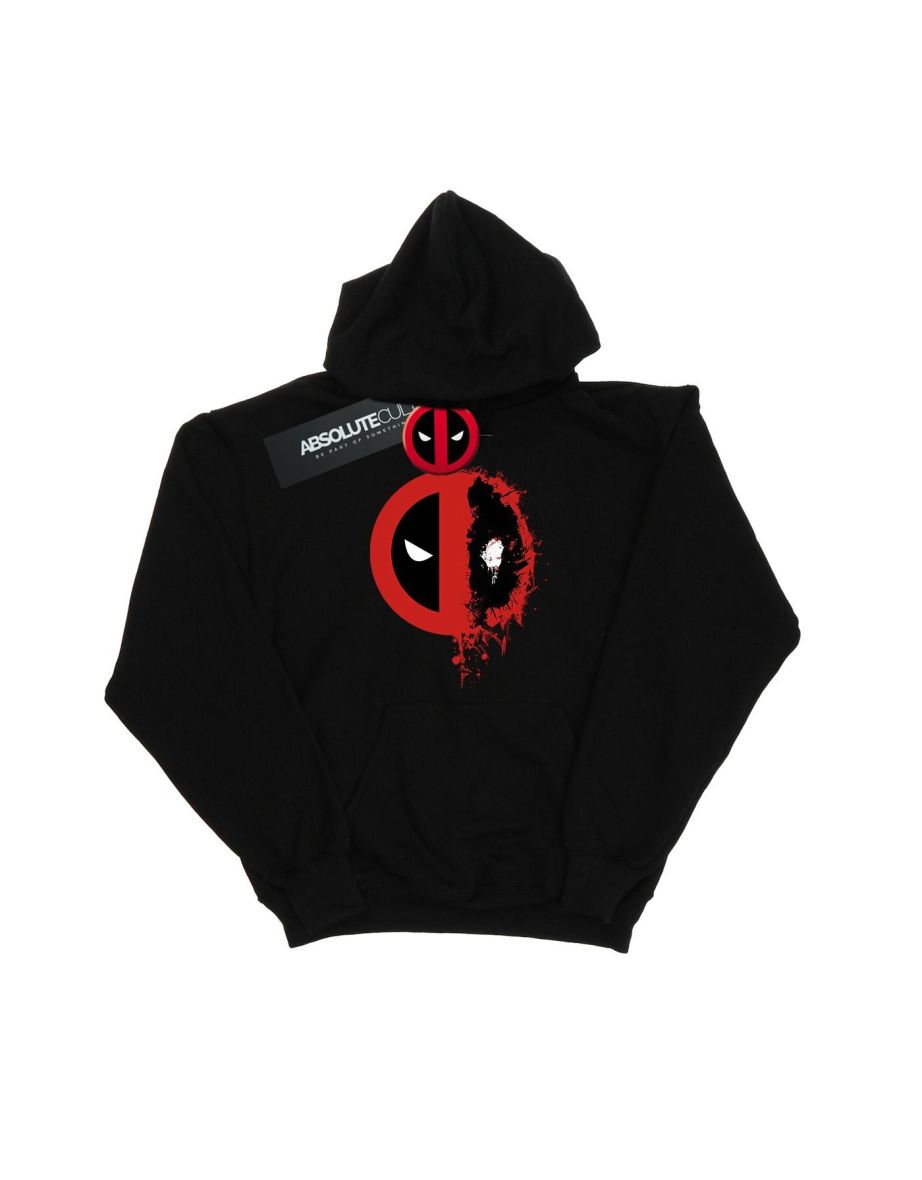 Deadpool Mens Paint Splatter Logo Hoodie - Black