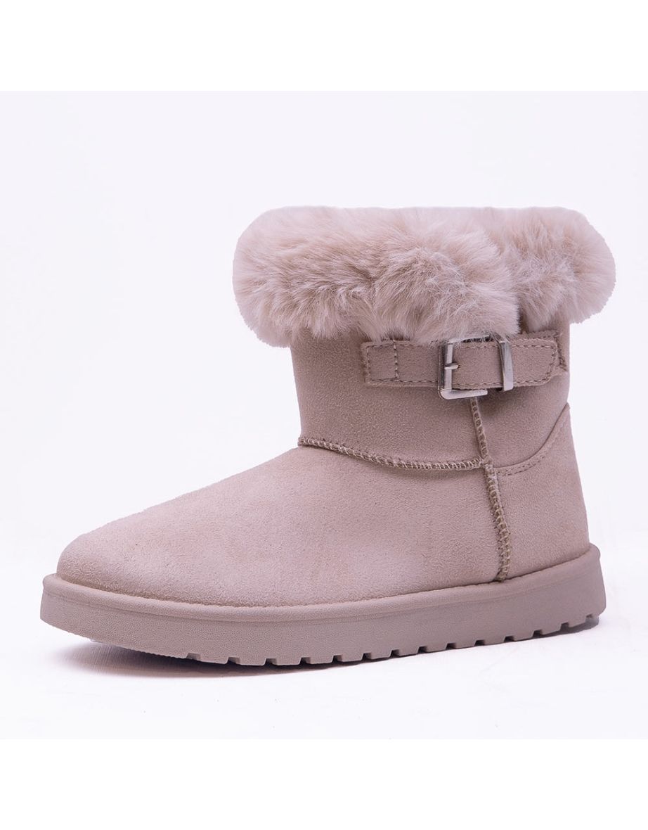 SUSIE FAUX FUR LINED ANKLE BOOTS IN BEIGE SUEDE - 6