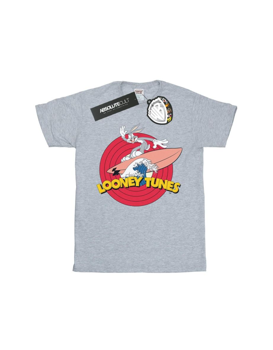 Looney Tunes Mens Bugs Bunny Surfing T-Shirt - Sports Grey