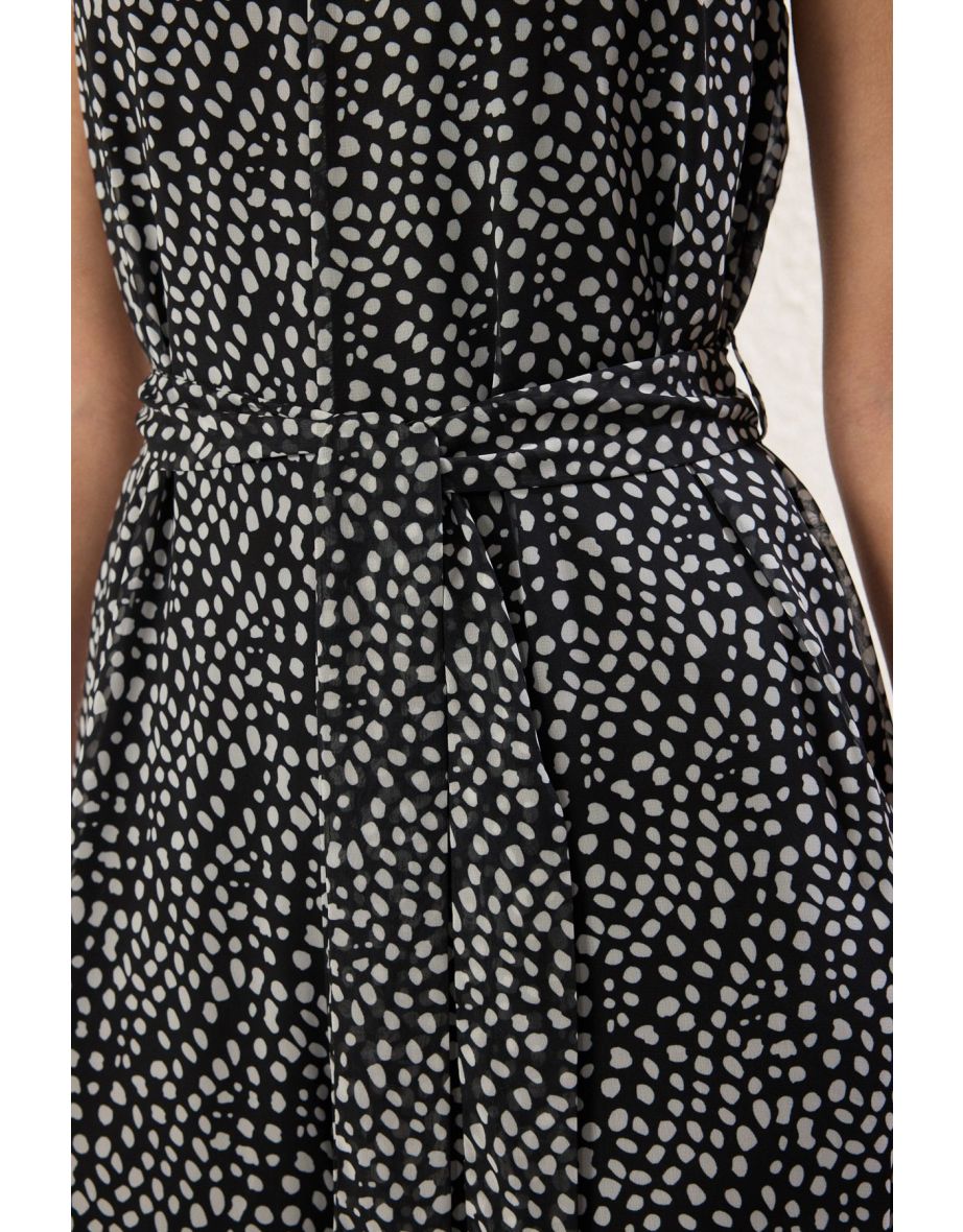 Multicolored Belted Lined Chiffon Woven Jumpsuit - 5