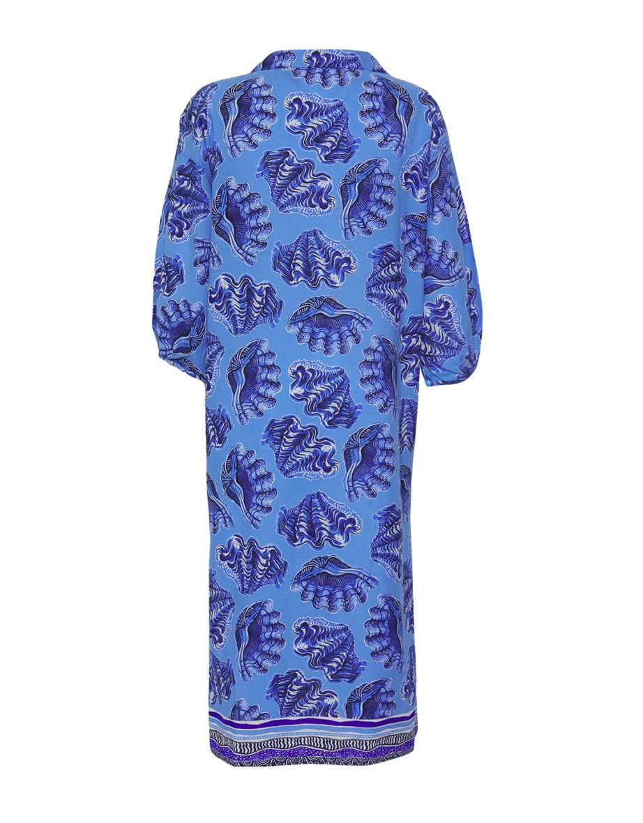 Navy Blue-Multi Colorful Slogan Regular Maxi Woven 100% Cotton Dress - 6