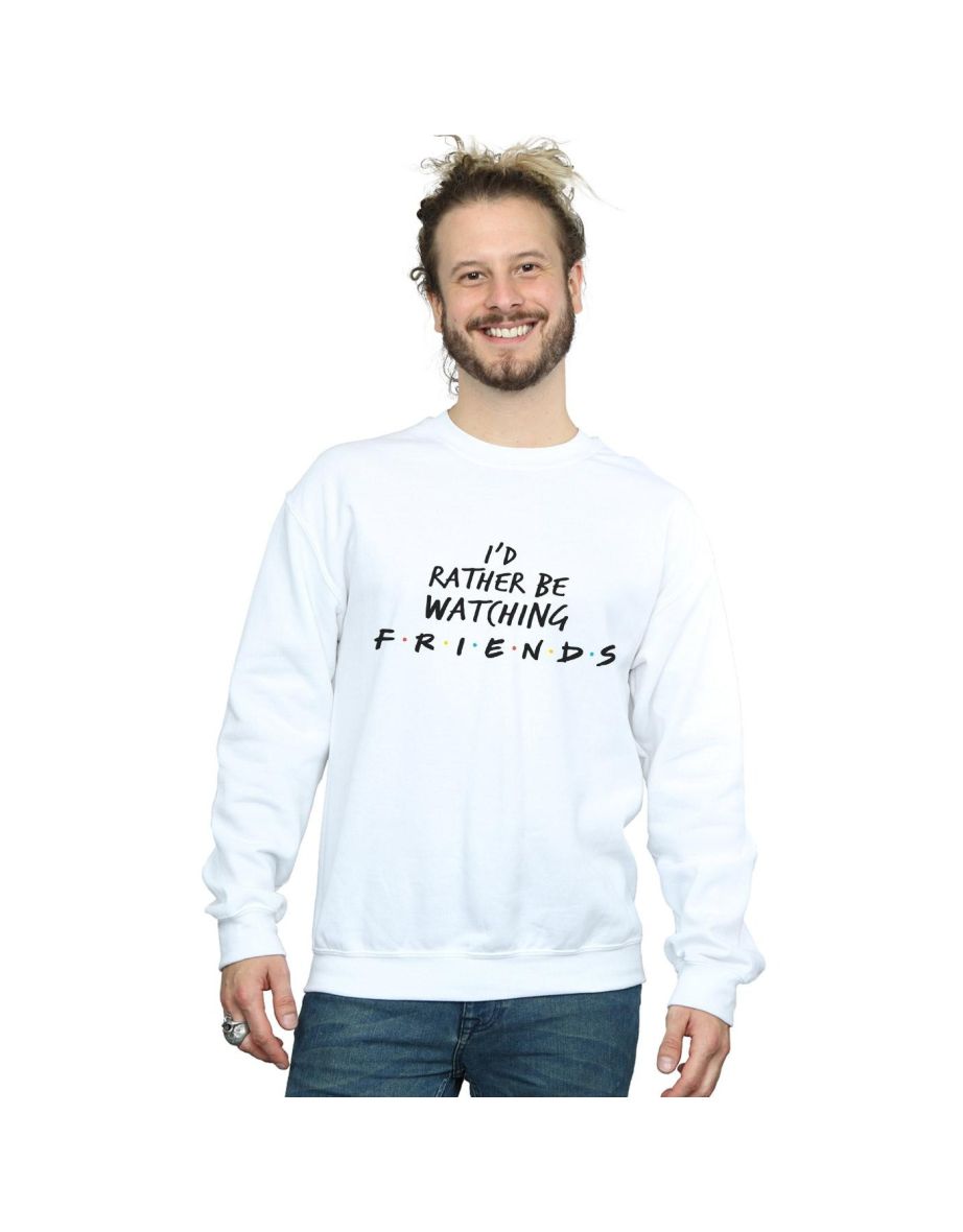 Friends Mens Rather Be Watching Sweatshirt - White