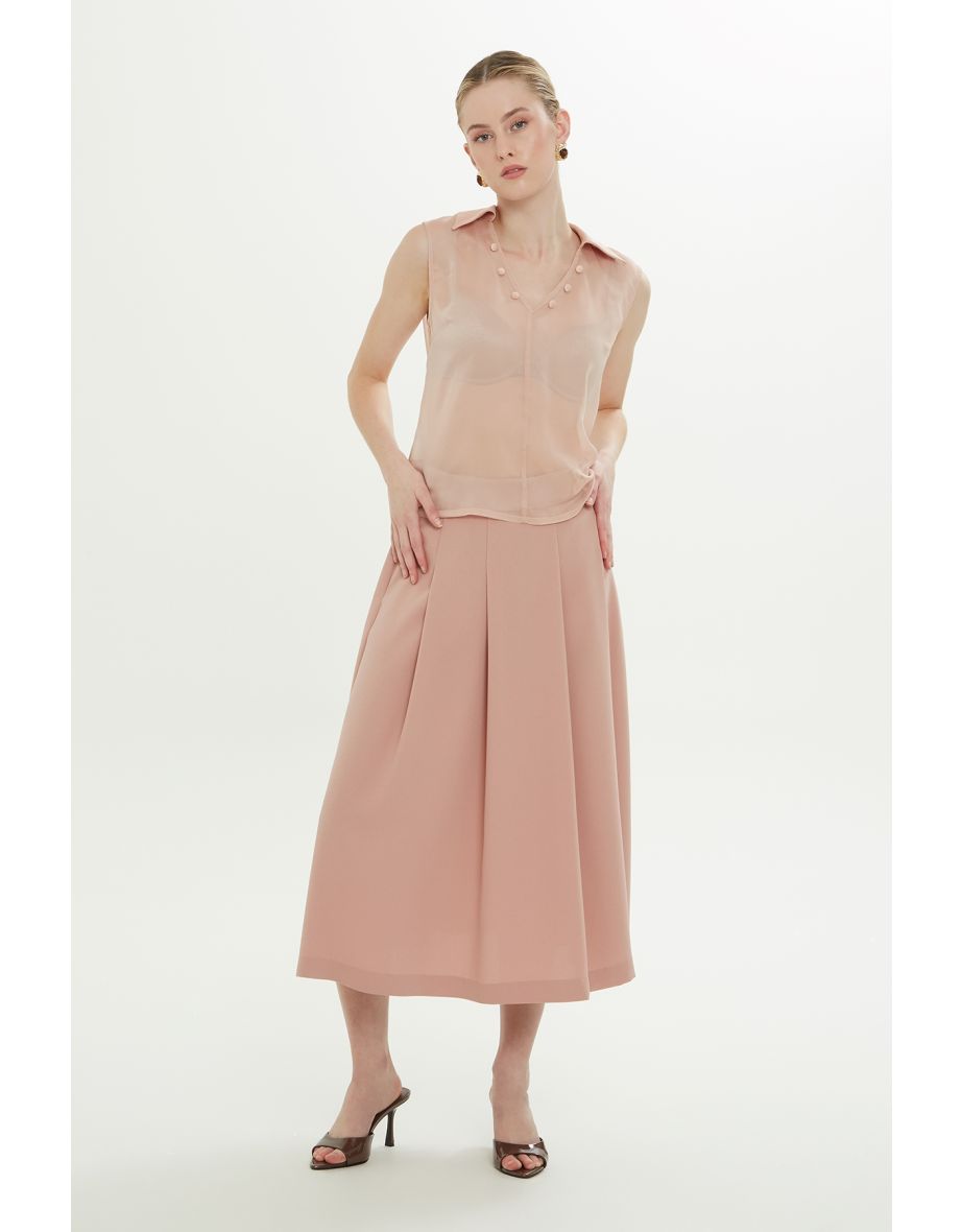 Back-Zip Pink Transparent Blouse